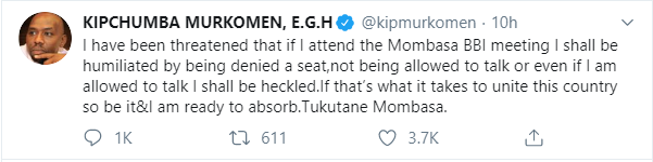 Senator Murkomen's tweet