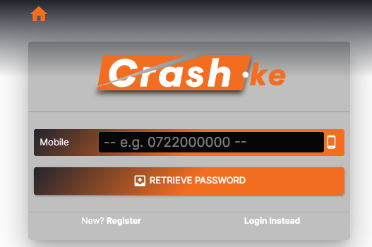 Crash.KE Aviator Account & App Registration and Login. Crash.KE Aviator password reset section