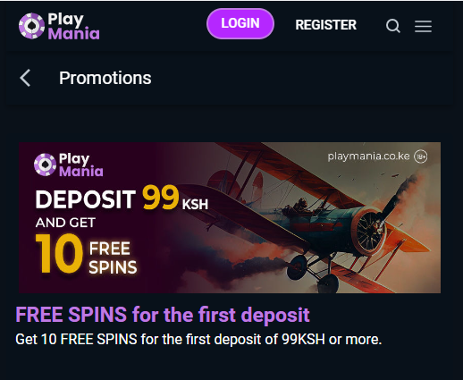 PlayMania Kenya Account & App Registration and Login. Join PlayMania Kenya and get 10 free spins on the Aviator game.