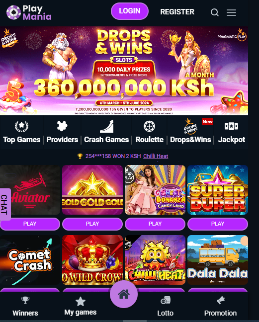 PlayMania Kenya Account & App Registration and Login. A glimpse of the exciting casino and Aviator games on Playmania Kenya.