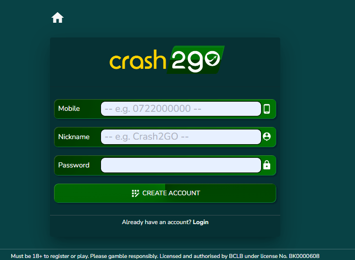 Crash2Go Kenya Account & App Registration and Login. Crash2Go Kenya registration form