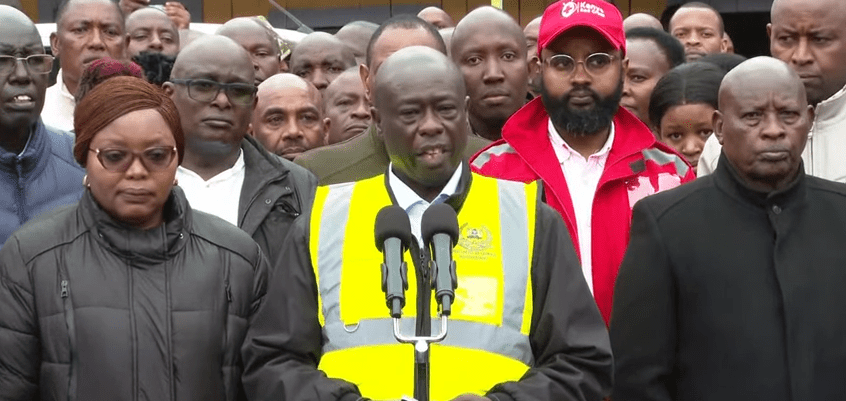 Nyeri Deputy County Commissioner Fiercely Interrogated by Gen Z on Endarasha Fire Tragedy. Deputy President Rigathi Gachagua, flanked by government officials and elected leaders addresses the nation from Endarasha in Nyeri. Picture/Courtesy