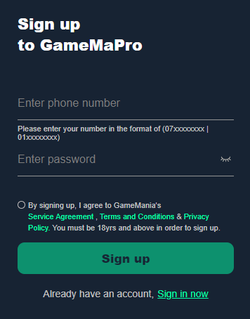 Gamemapro Kenya Account & App Registration and Login. GamemaPro Kenya registration section