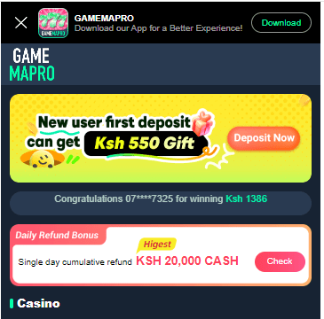 Gamemapro Kenya Account & App Registration and Login. Gamemapro has an exclusive welcome offer for newly registered users, awarding them a KES 550 gift after signing up.