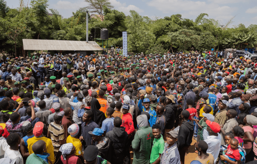 President Ruto Promises 20,000 Jobs as Youth in Korogocho Respond with Boos. President Ruto addresses residents in Korogocho. Picture/X