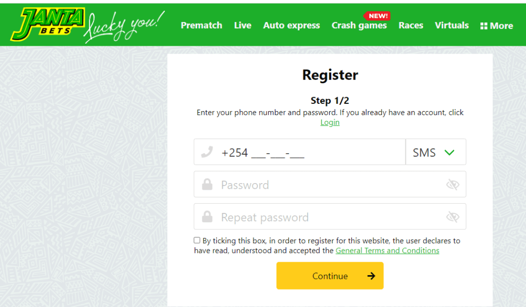 Jantabets Kenya Aviator Account & App Registration and Login. Jantabets registration section